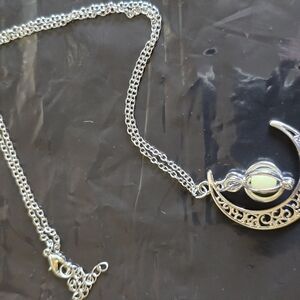 Silver Crescent Moon Necklace New 9 Inch